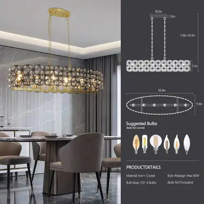 Luxury Gold Oval Crystal Chandelier