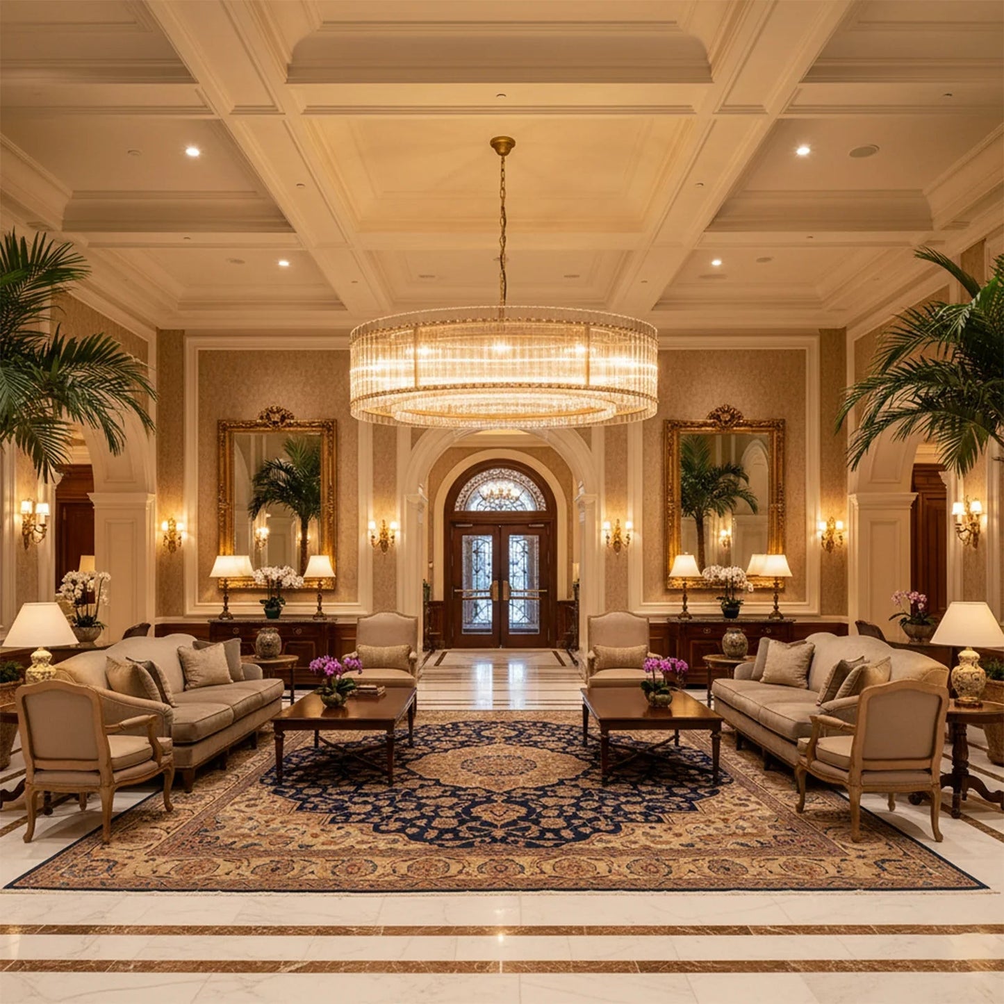 Grand Fluted Glass Tier Chandelier