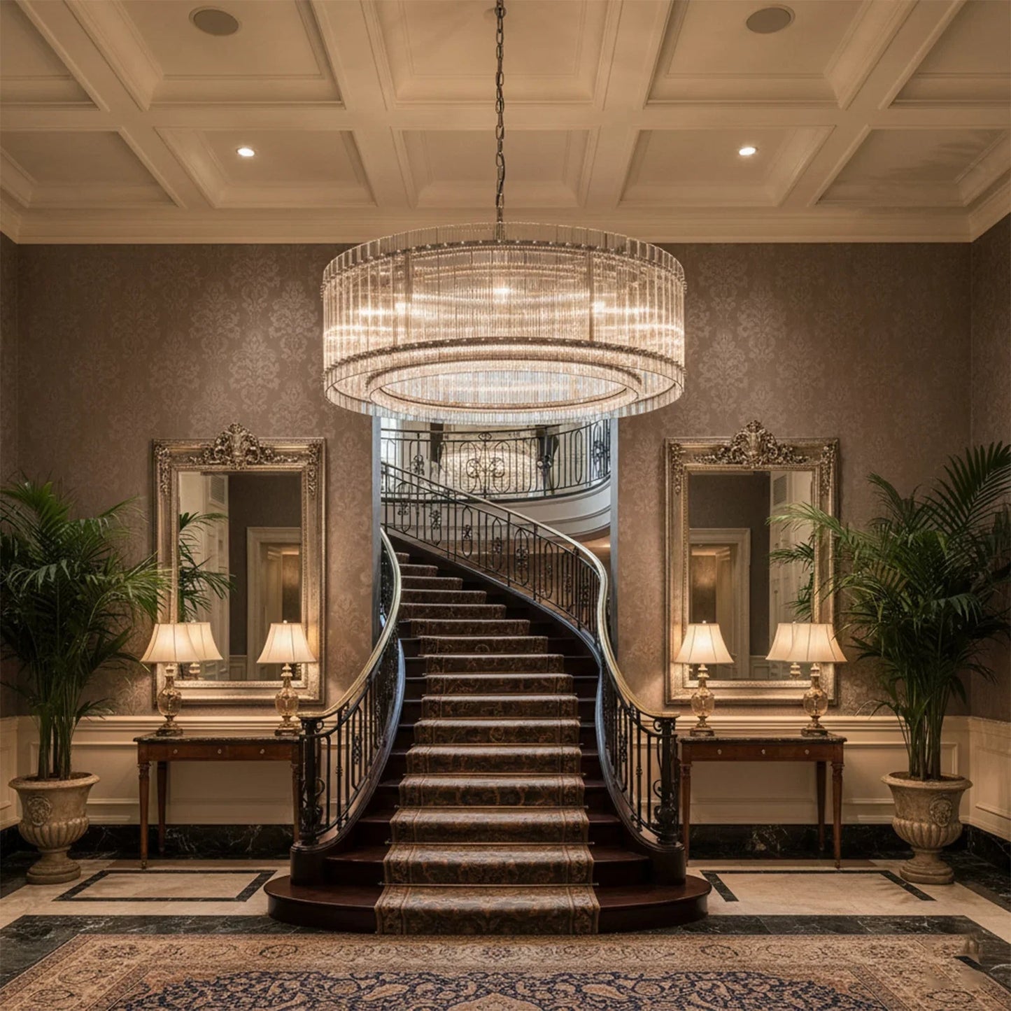 Grand Fluted Glass Tier Chandelier
