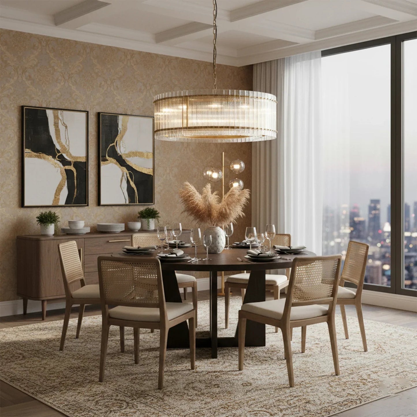 Grand Fluted Glass Tier Chandelier