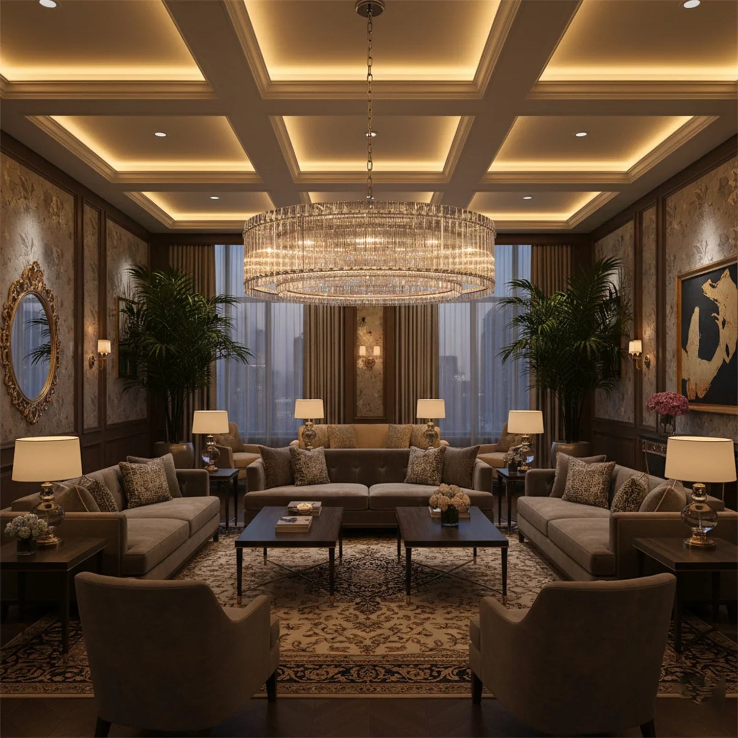 Grand Fluted Glass Tier Chandelier
