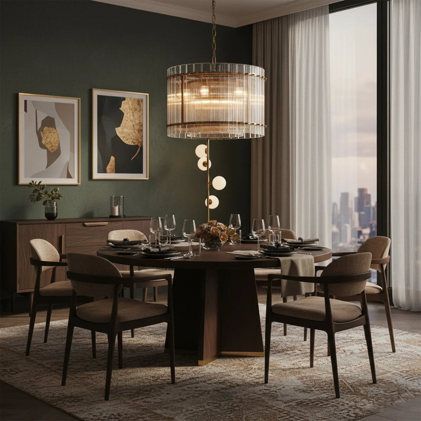 Grand Fluted Glass Tier Chandelier
