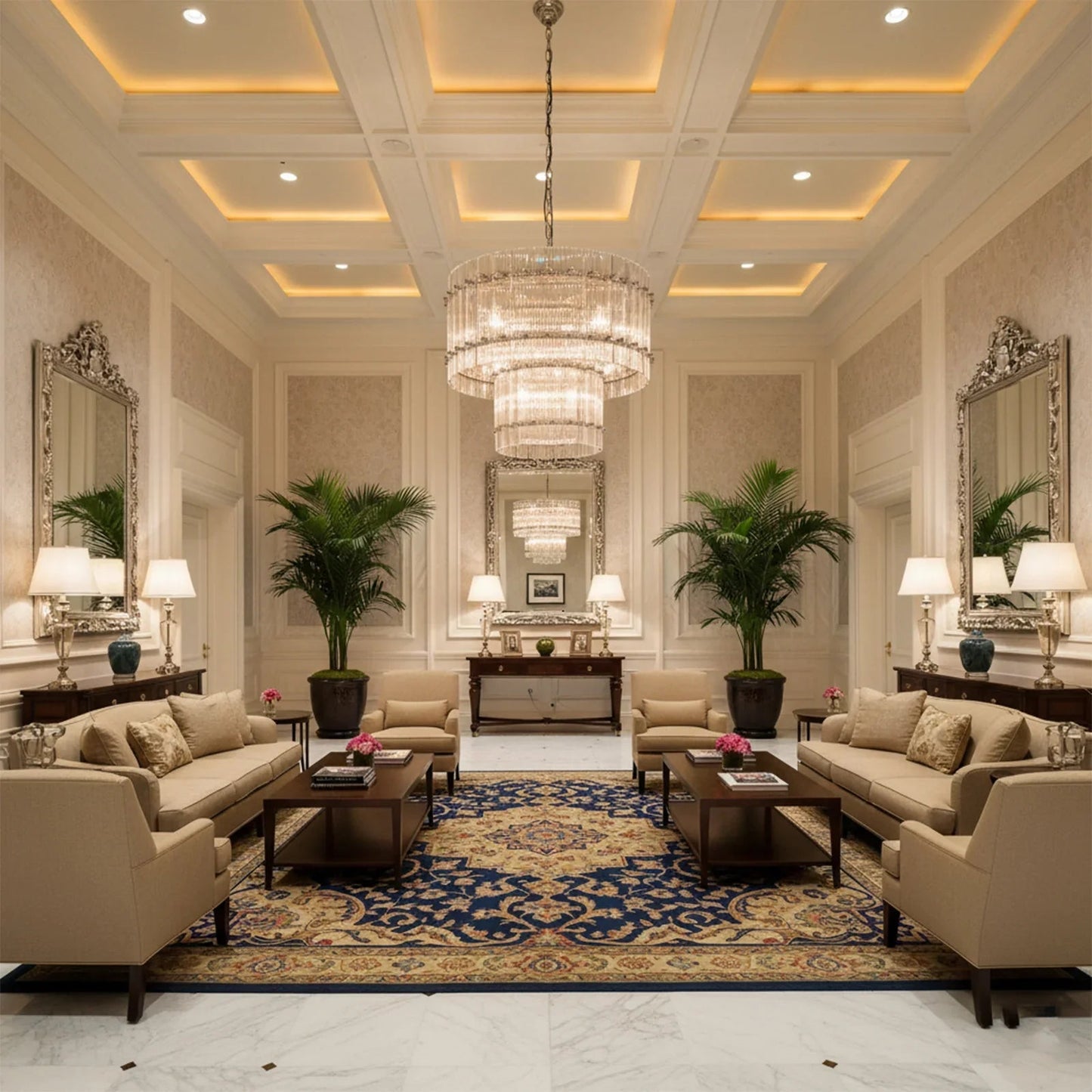 Grand Fluted Glass Tier Chandelier