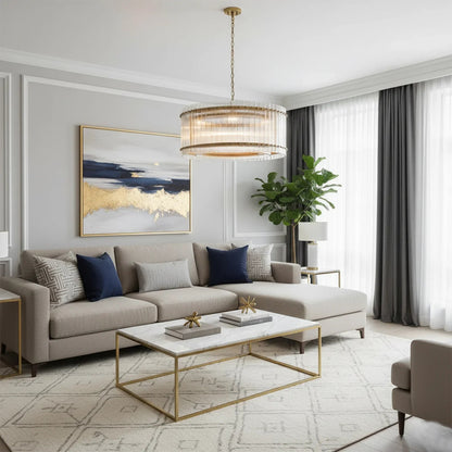 Grand Fluted Glass Tier Chandelier