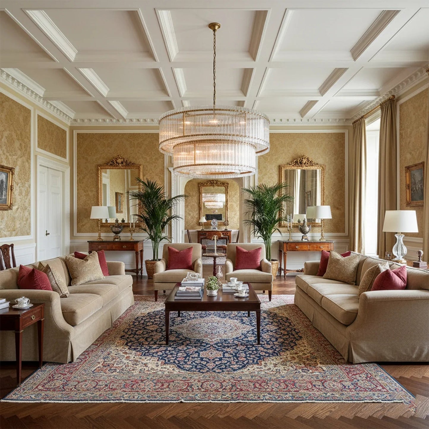 Grand Fluted Glass Tier Chandelier