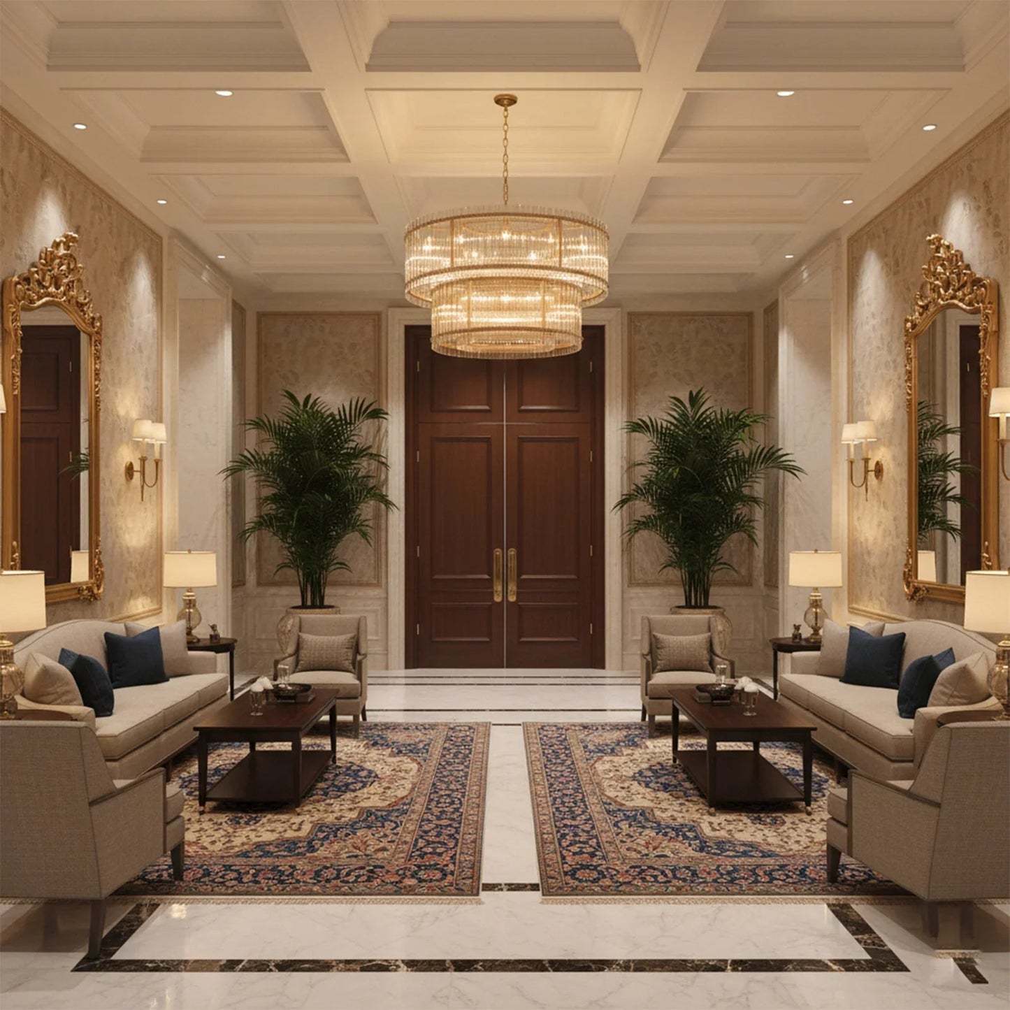 Grand Fluted Glass Tier Chandelier
