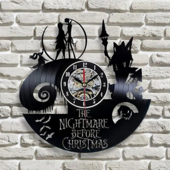 3D Jack and Sally Wall Clock - Vinyl Record Design