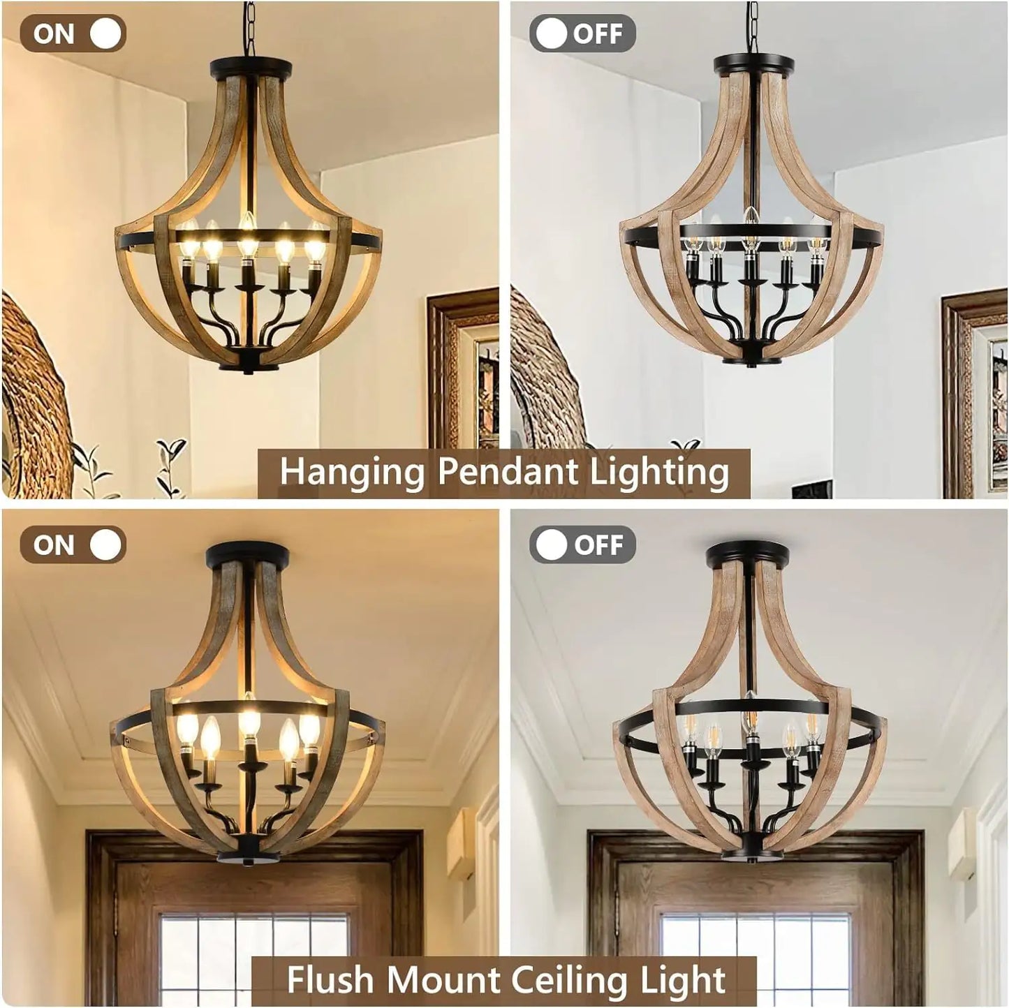 Adjustable Solid Wood Chandelier - Welfel
