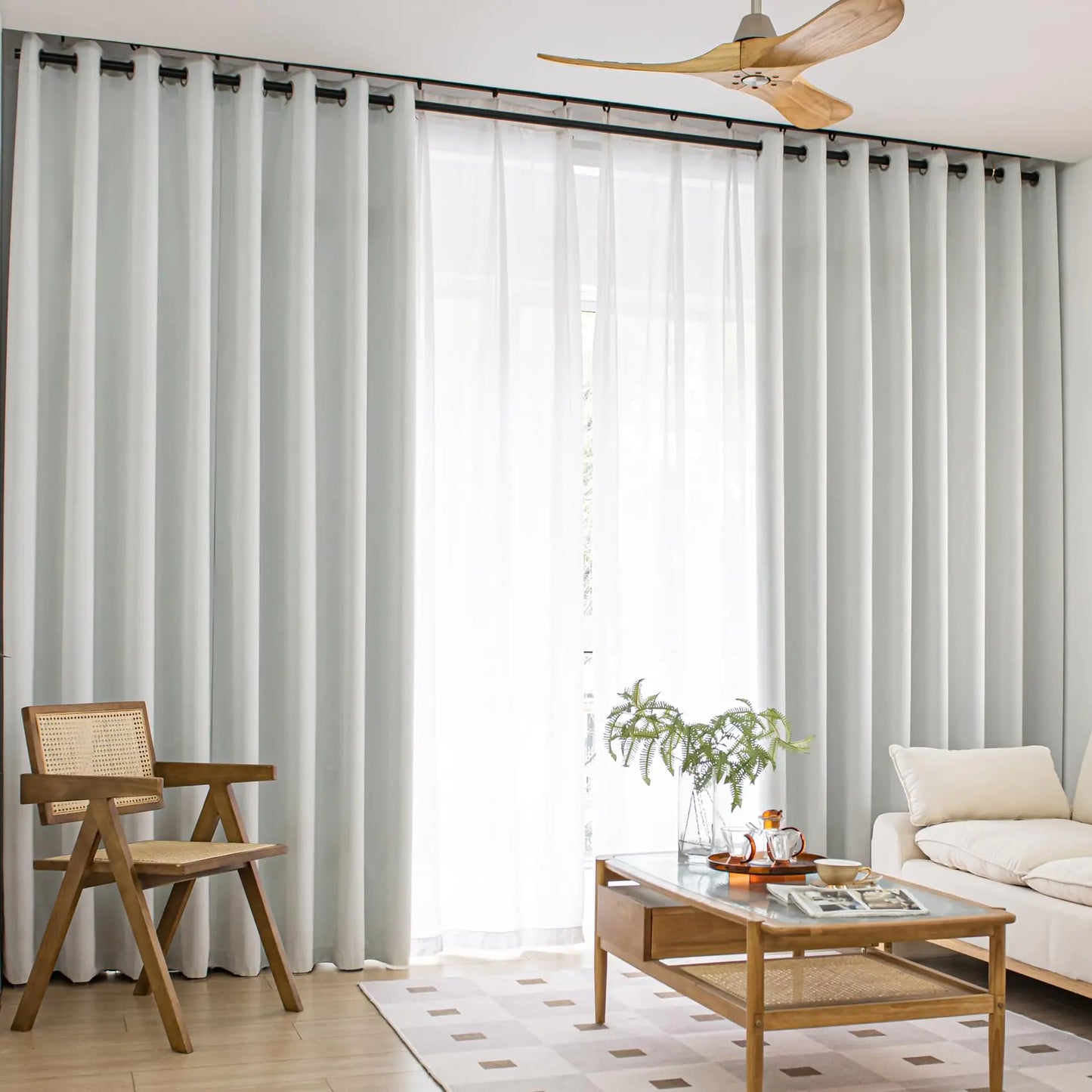 MOONVAN Windows Beige Blackout Curtains 63 inches Long 2 Panels Set Grommet Blackout Drapes Noise Reducing Thermal Insulated for Bedroom Living Room Nursery