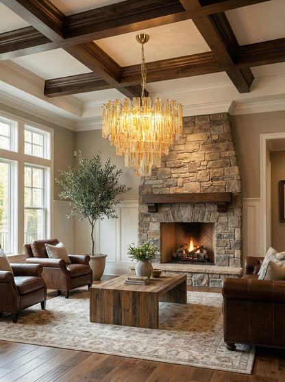 Honey‑Tone Linear Radiance Glass Chandelier