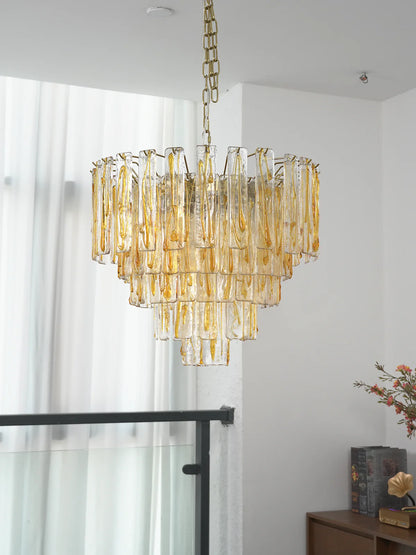 Honey‑Tone Linear Radiance Glass Chandelier
