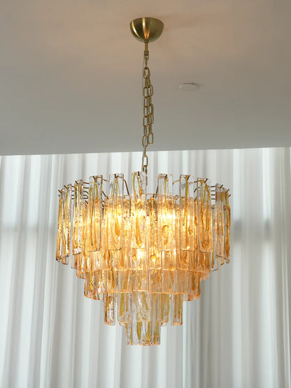 Honey‑Tone Linear Radiance Glass Chandelier