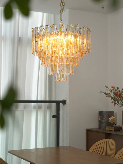 Honey‑Tone Linear Radiance Glass Chandelier