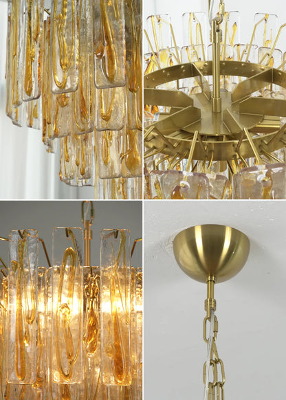 Honey‑Tone Linear Radiance Glass Chandelier