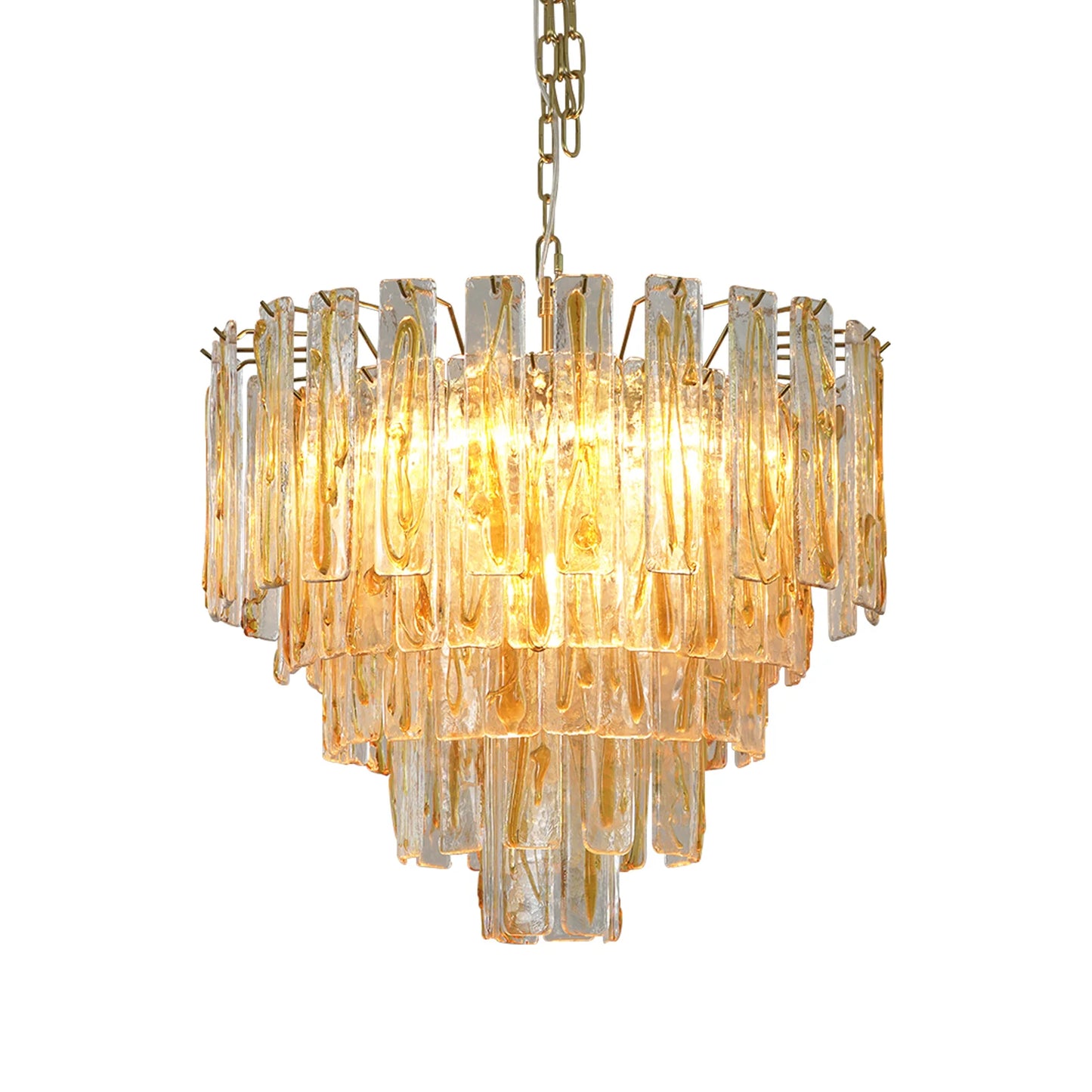 Honey‑Tone Linear Radiance Glass Chandelier