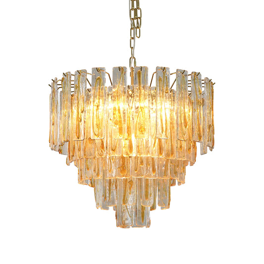 Honey‑Tone Linear Radiance Glass Chandelier