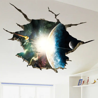 3D Space Planet Floor Wall Stickers for Home Decor