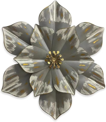 Metal Flower Wall Sculpture 12.5" Rustic Modern Floral Artwork Distressed 3D Layered Iron Flower Wall Hanging Accent for Indoor Kitchen Bedroom Living Room Office OutdoorGarden Patio Decor (Black)