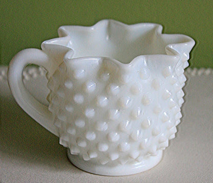 Milk Glass Creamer or Sauce Dish. 3-Dimensional Leaf Motif. Quilt Pattern. Serving Dish. Scalloped Edge Creamer or Saucier. Fine Dining.
