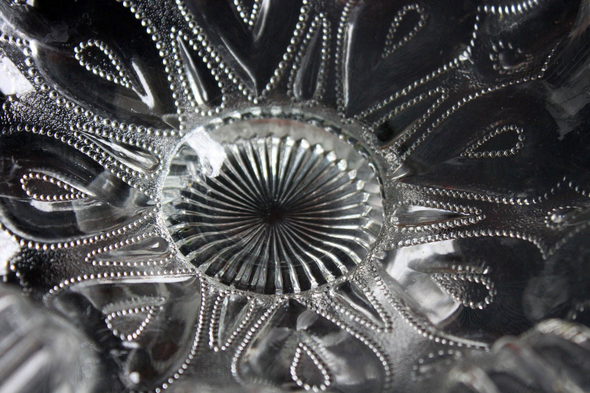 Vintage Depression Glass Bowl, Cabinet Display, Ruffled Edge