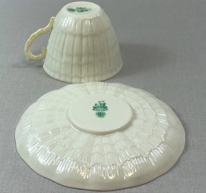 Antique Belleek Cup and Saucer, Sea Shell Pattern Porcelain Tea Set