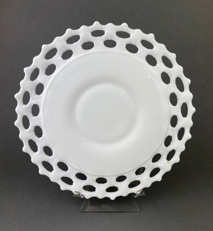 Milk Glass Hobnail Footed Bowl, Ruffled Edge Serving Dish