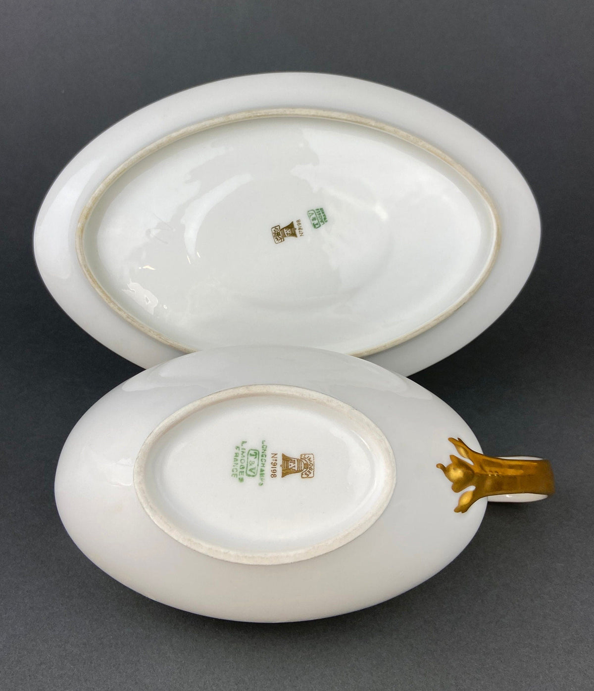 Antique Haviland Limoges Porcelain Gravy Soup Boat, Wedding Band China