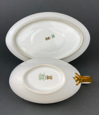 Antique Haviland Limoges Porcelain Gravy Soup Boat, Wedding Band China