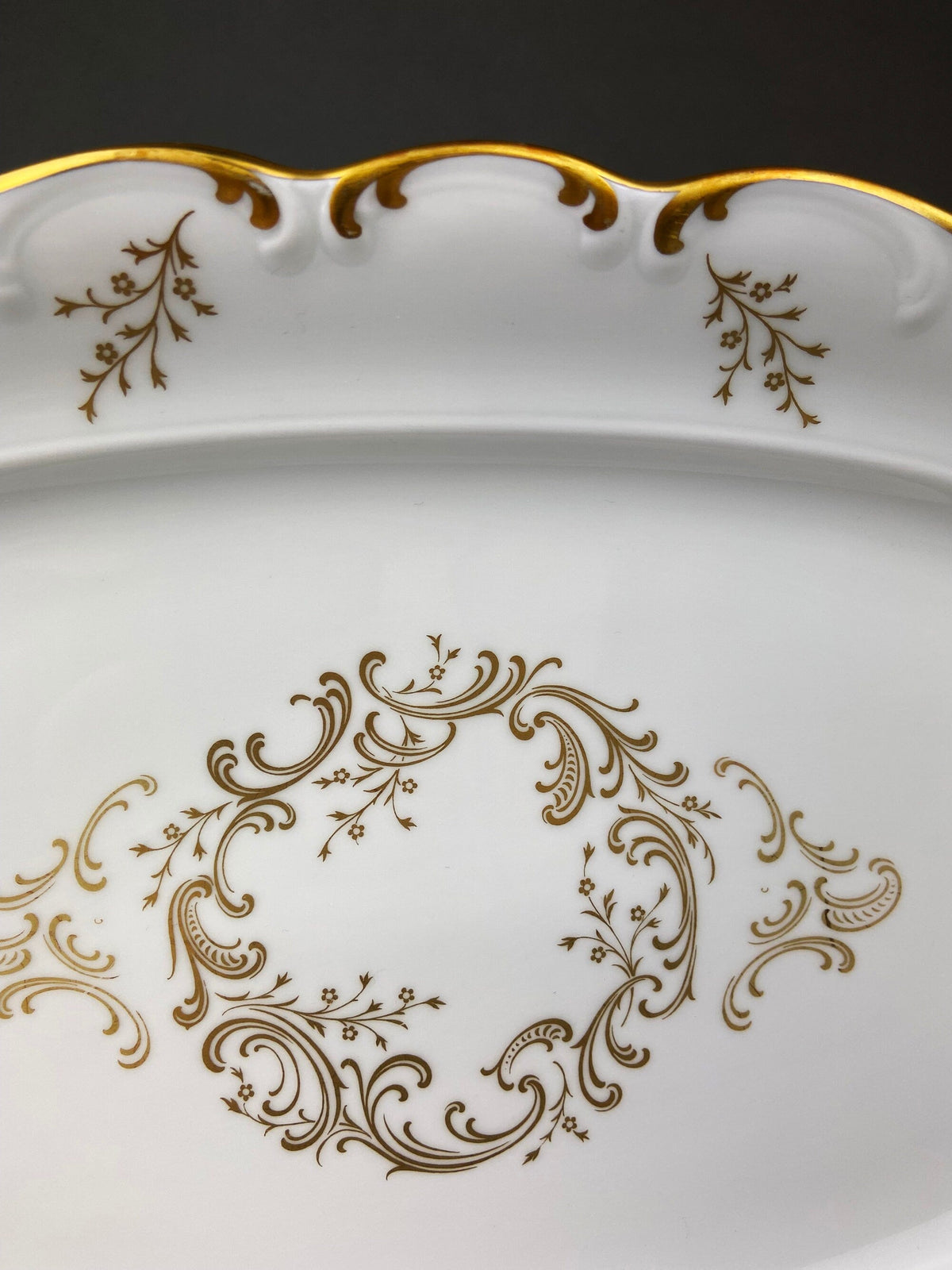 Vintage Schumann Arzberg Porcelain Serving Platter, Gold Detailing