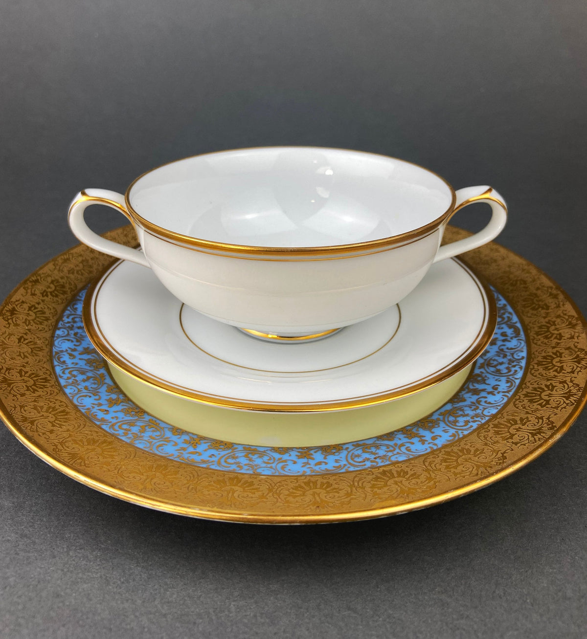 Vintage Cups and Saucers by Syracuse China. Governor Clinton Pattern.  Set of 5 Tea Cups Made in USA.