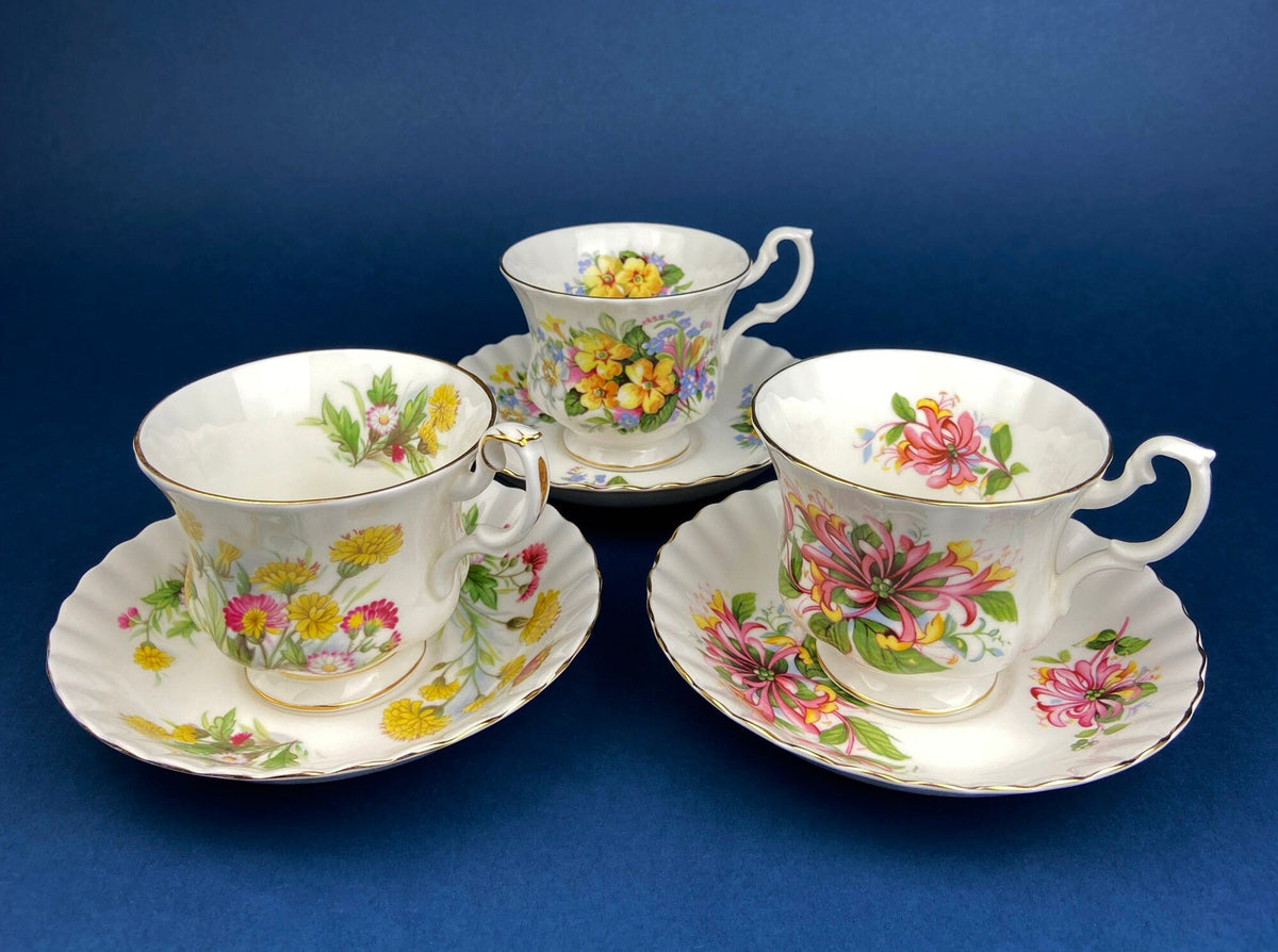 Crown Staffordshire Ellesmere Tea Cup and Saucer. Amazing Set with Repousse Detail ing, Number 14962 .