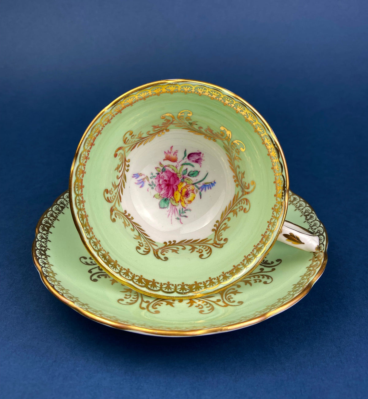 Vintage Teacup and Saucer. Hand Painted in Occupied Japan. Fine Bone China.