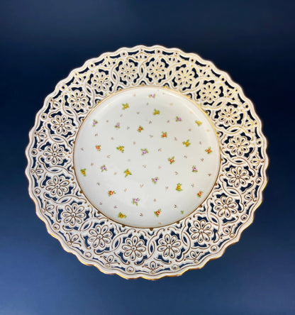 Porcelain Bowl by RS Prussia with Hand Painted Wild Roses and Embossing