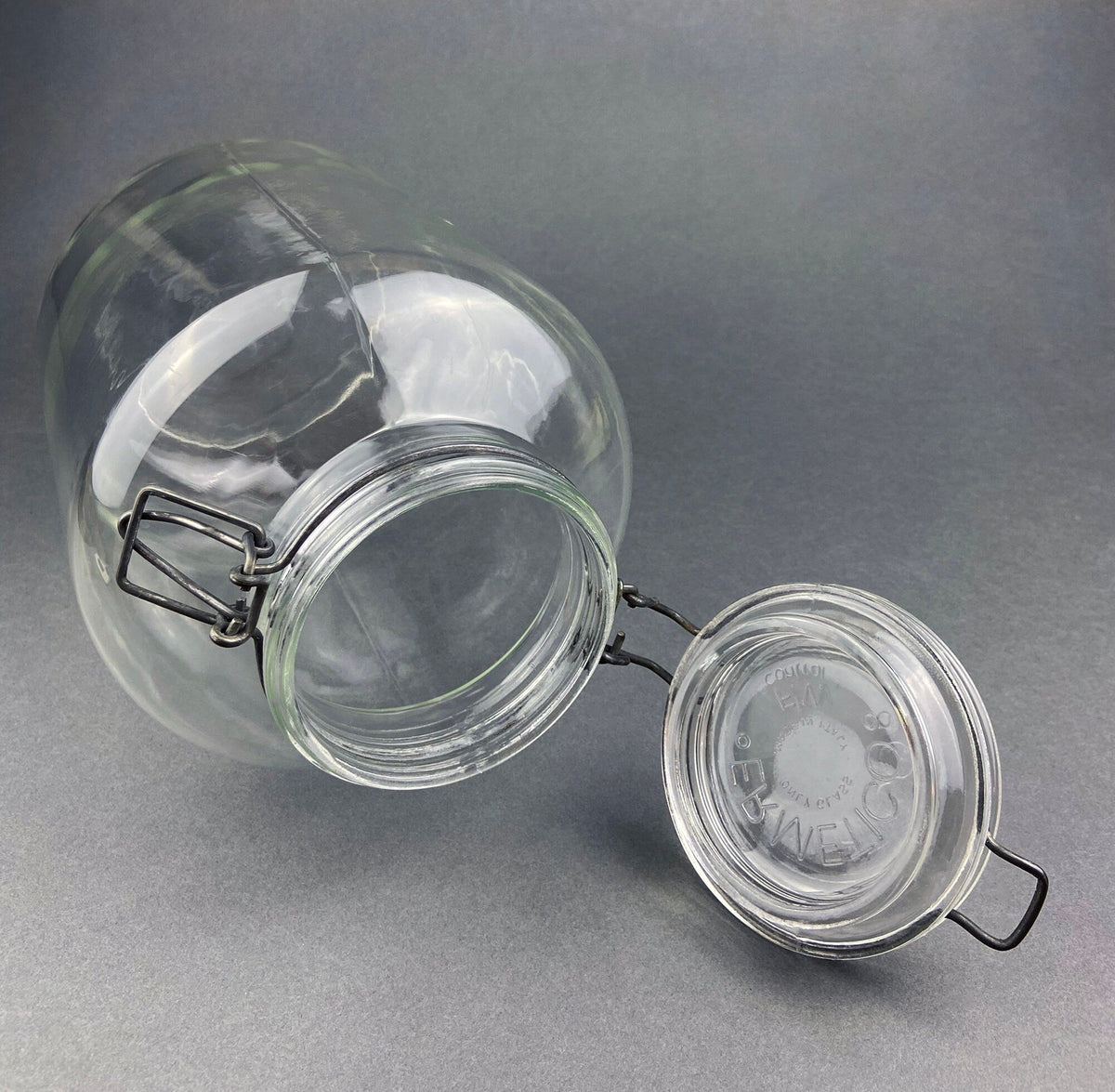 Vintage Italian Glass Jar, Large Hermetic Storage