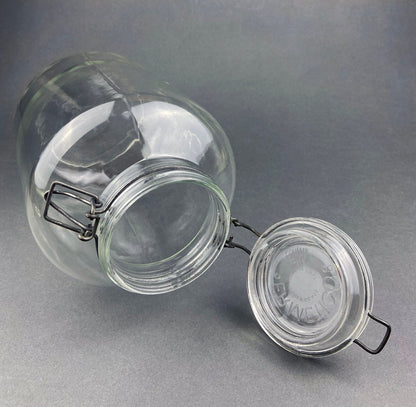 Vintage Italian Glass Jar, Large Hermetic Storage