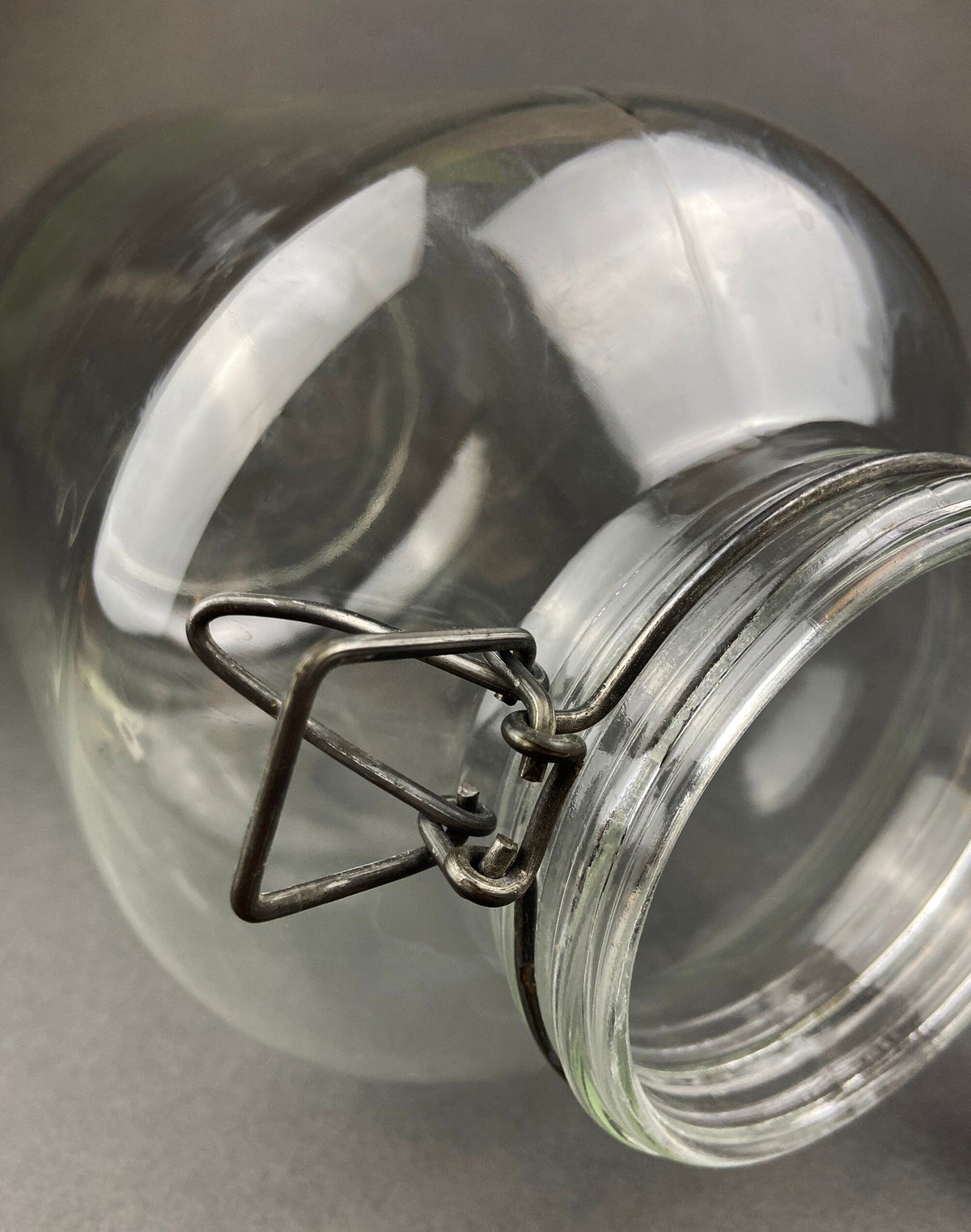 Vintage Italian Glass Jar, Large Hermetic Storage