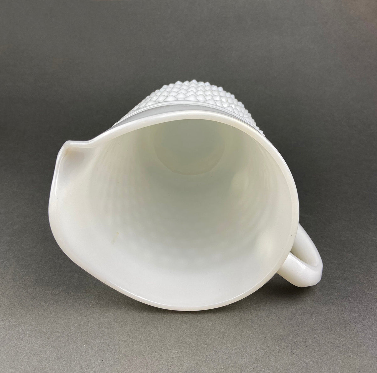 Vintage Hobnail Milk Glass Pitcher, 64 oz