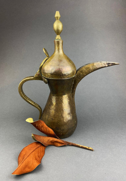 Antique  Large Aftaba. Primitive, Hand Hammered Brass Vessel for Water. Made in Northern India and Persia.  Highly Collectible Pitcher.