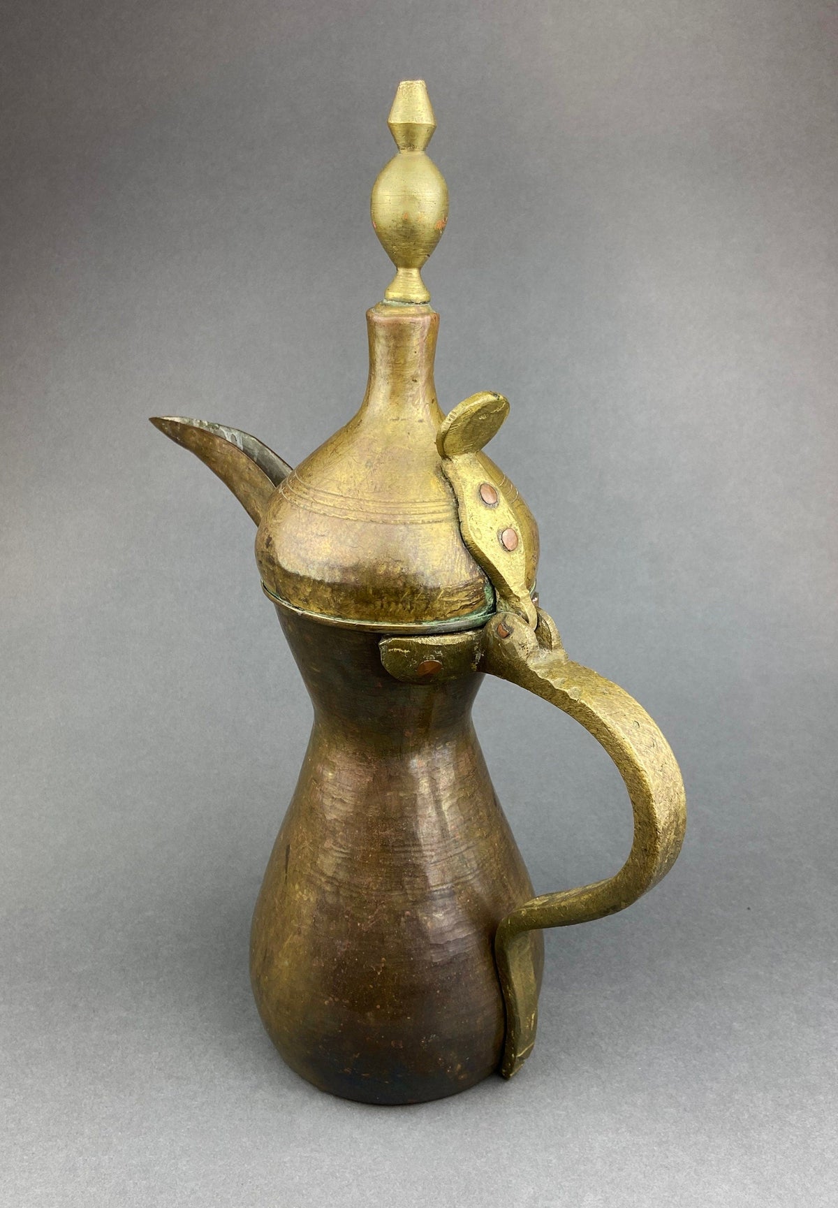 Antique  Large Aftaba. Primitive, Hand Hammered Brass Vessel for Water. Made in Northern India and Persia.  Highly Collectible Pitcher.