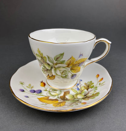 Duchess Fine Bone China Tea Cup and Saucer, Autumn Motif, Made in England