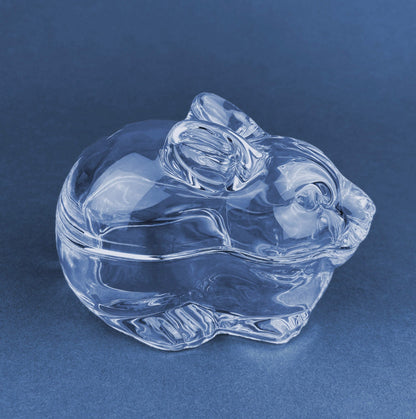 Clear Glass Bunny Butter Dish, Trinket Box, Spring Easter Decor