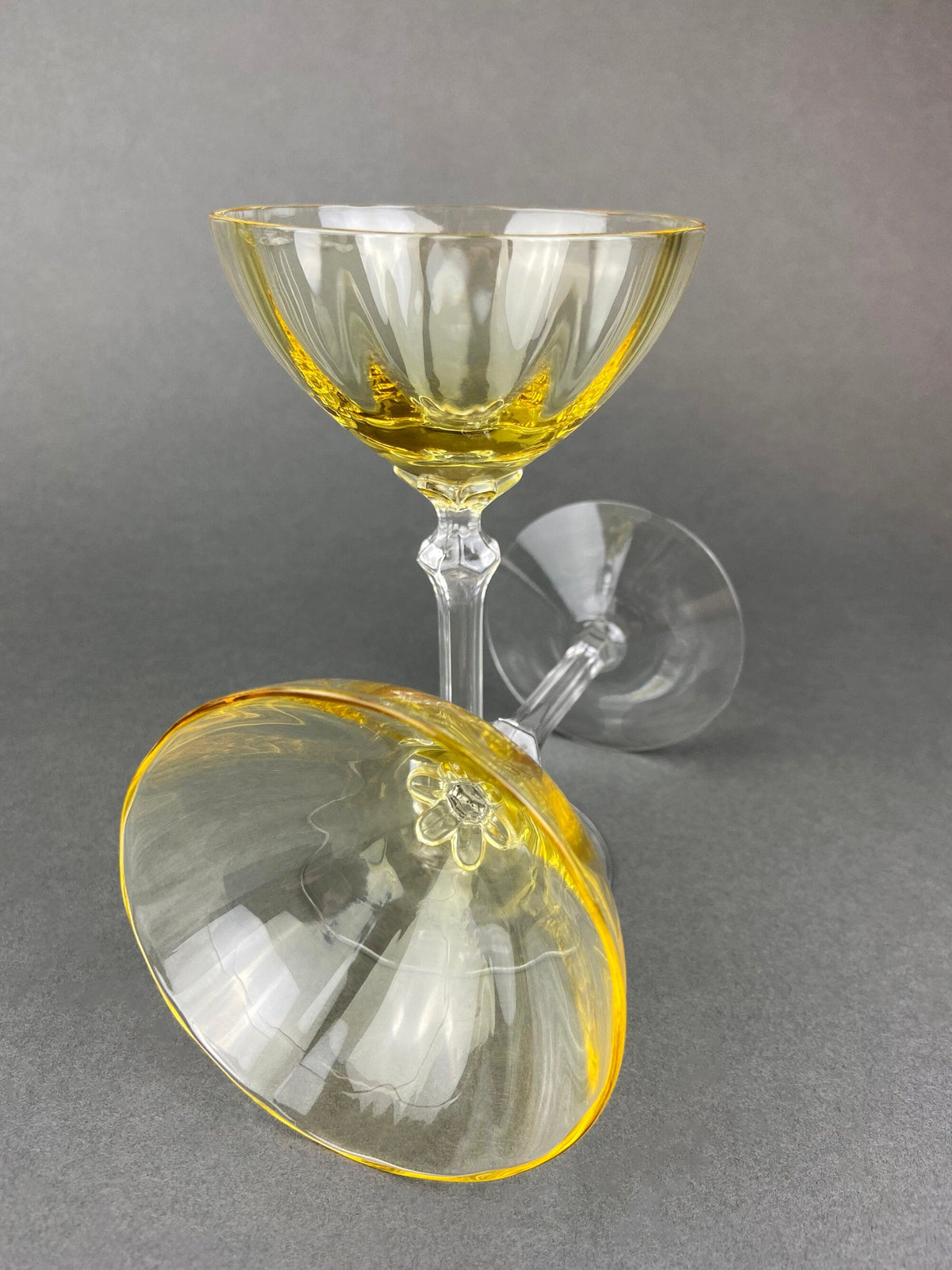 Vintage Fostoria Topaz Claret Glasses, Light Yellow Stemware, Set of Two