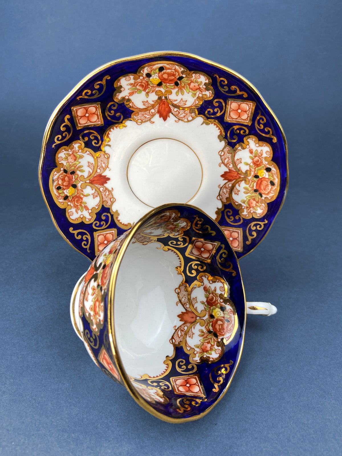 Vintage TeaCup and Saucer. Hand Painted Royal Albert Bone China. Heirloom Pattern. Made in England.