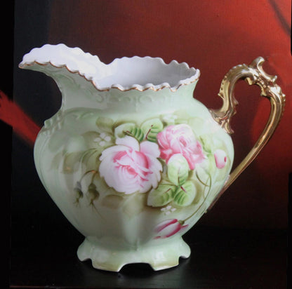 Lefton Hand Painted Tea Set. Cup Saucer Creamer Sugar Jar with Spoon. Roses Motif. Dining Room Table Decor. Tea Garden Party. Gift for Her.