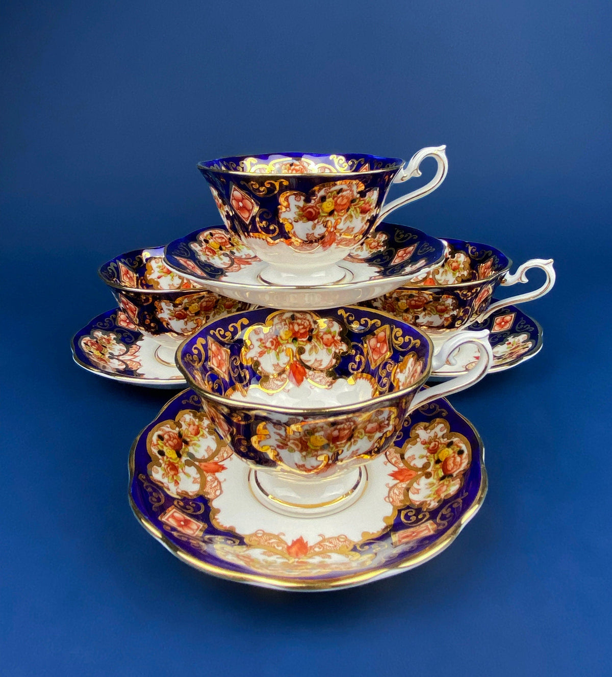 Vintage TeaCup and Saucer. Hand Painted Royal Albert Bone China. Heirloom Pattern. Made in England.