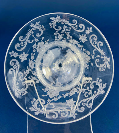 Vintage Cambridge Rose Point Champagne Glasses. Set of Five Tall Sherbets. Floral Etching Stemware. Fine Dining. Wedding Gift Idea.