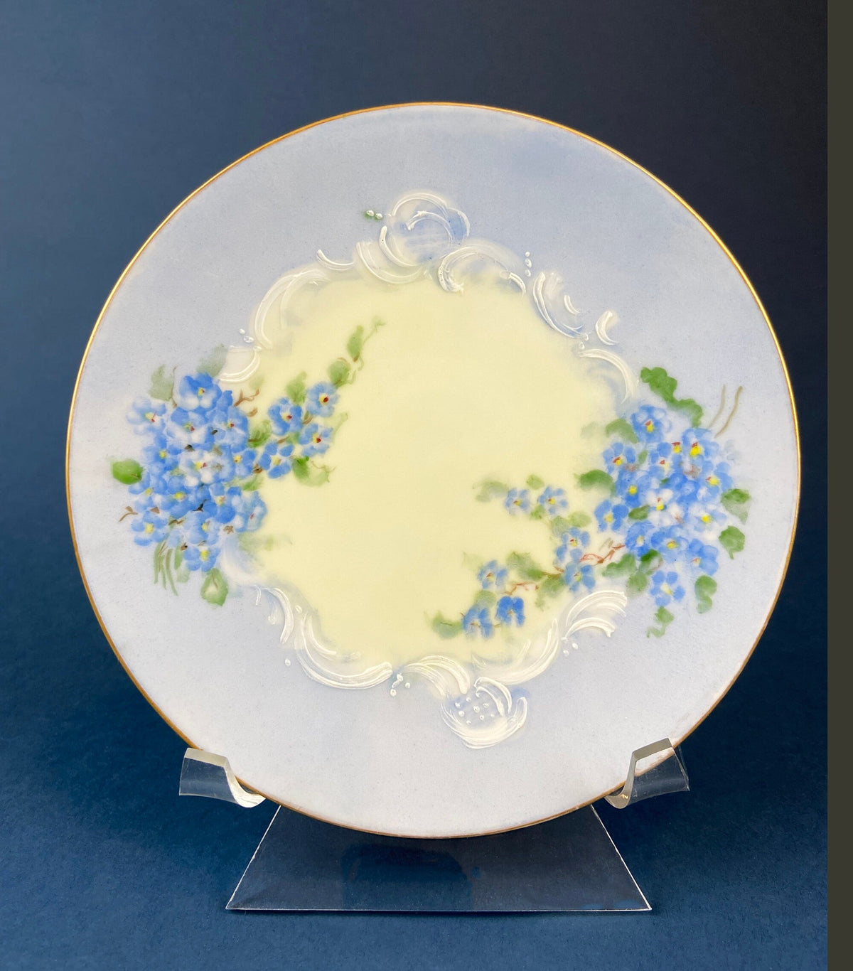 Antique Forget Me Not Porcelain Breakfast Set, Hand-Painted Floral Dishes