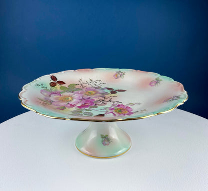 Vintage Schumann Arzberg Germany Cake Stand: Hand-Painted Tea Rose Porcelain