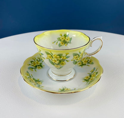 Vintage Teacup or Coffee Cup and Saucer by Royal Albert. Dainty Dina Series, Mary. Hand Painted Roses. English Breakfast.
