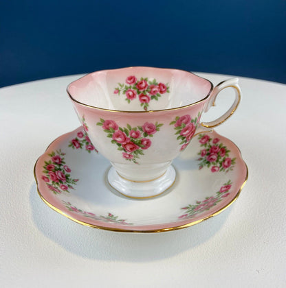 Vintage Teacup or Coffee Cup and Saucer by Royal Albert. Dainty Dina Series, Mary. Hand Painted Roses. English Breakfast.
